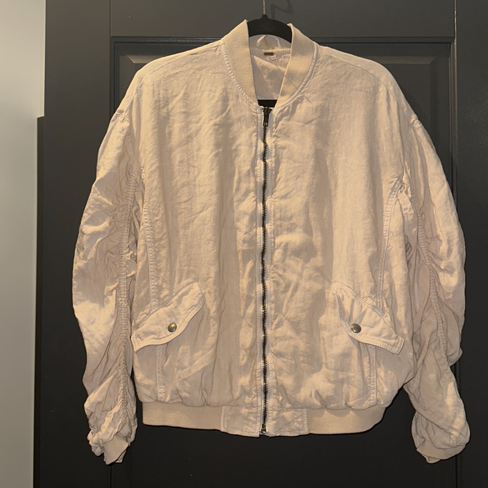 Free People Blush Ruched Long Sleeve Jacket Pink Size S